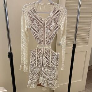 For Love And Lemons Cream Lace Long Sleeve Dress